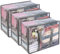 Vieshful 3 Pack Clear Clothes Storage Bags 40L with Zips for Underbed, Duvet, Blankets, Toys, Plastic Moving Bags Grey
