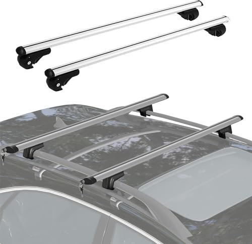 NETHIX 2 Stücke Dachträger Querträger für Audi A2 8Z Advance/High-Tech/Style/ColourStorm/S line Sport/Xtend 1999-2005 Alu Relingträger Dachträger Auto Gepäckträger,1.1m