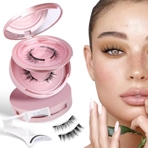 wiwoseo Magnetic Eyelashes Natural Look Magnetic Lashes No Glue Magnetic Eyelashes without Eyeliner Clear Band Lashes Wispy Lashes Look Like Extensions Magnetic Eyelashes with Applicator (2 Pairs)
