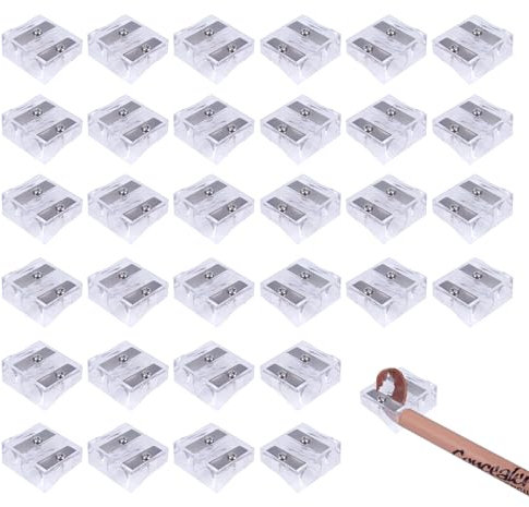 TAIXING 32 Stück Doppelspitzer Bleistiftspitzer Metall Anspitzer Mini Bleistiftspitzer Handheld Kunststoffgehäuse Pencil Sharpener für Schulen Art Büros Einzelverkauf Wiederverwendbar