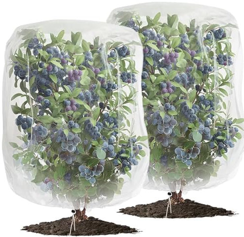 OAHAO 2 Pack Insect Bird Barrier Netting Mesh with Drawstring,Garden Bug Netting Plant Cover,Tomato Protective Cover Fruits Tree Blueberry Bush Netting Cover Bag Protection for Vegetables(1.8 * 2m)