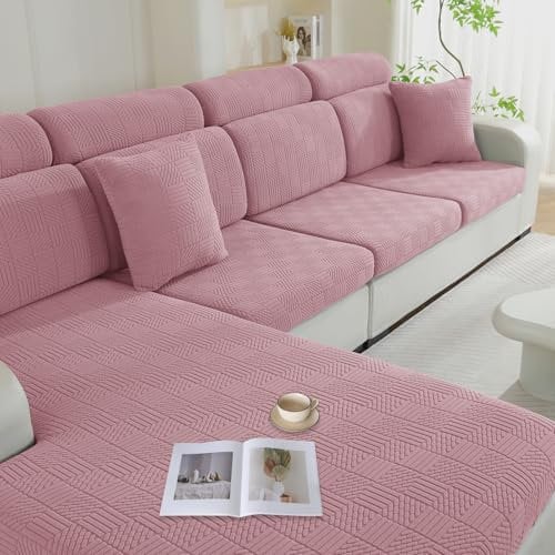 Ystyle Copriseduta Divano Elasticizzato, Elasticità Copri Cuscini Divano, Copricuscini Per Divani, Universale Copricuscino Divano, Copri Seduta Per Divano (2 Posti, Rosa)