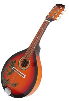 Mandoline Instrument Runde Loch Mandoline Acht-saitige Mandoline Gelb Körper Exquisite Muster