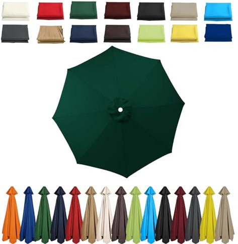 2m 2.3m 2.5m 2.7m 3.0m Sonnenschirm Ersatzbezug 6/8 Streben Terrassenschirm Bespannung Stoffbezug, Gartenschirm Ersatz-Überdachung, Für Ampelschirm, Hof, Garten (3.0m-8 Streben,Dunkel Grün)