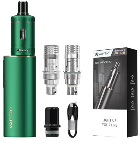 VAPTIO Cosmo 2 Plus Kit 3000 mAh Eingebauter Akku 35W Elektronische Zigarette mit Cosmo Spule 2 Stück 0,7 Ohm / 1,0 Ohm,kein E-Liquid kein Nikotin(Grün)