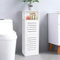 YUET Floor Cabinet, FreeStanding White PVC Toilet Paper Holder with Shelf, Bathroom Storage Tissue Organizer, Column with Toilet Roll Holder Dispensers Cupboard Free Standing (TSC02)