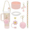 TOEECY 7 Piezas Correa Portátil Margarita Botella Agua Pajita Reutilizable Accesorios Vaso Termo Llavero Pompón Decorativo