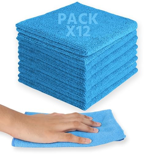 Bayetas de Microfibra de 36x40 cm. Paños de Limpieza para Cocina. Bayeta de 250 gr./m2, bayetas en Pack de 12. Trapos Ideales para Cocina, baños automóviles, oficinas, Multiusos