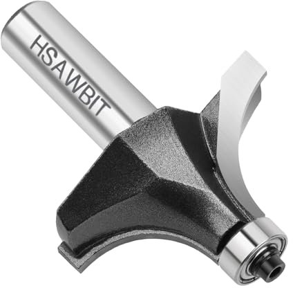 hsawbit Rounded Over Router Cutter Bit, 1/2 Inch Shank, 19.1mm Radius and 25mm Cut Length, Roundover Router Bit Edging Router Bit