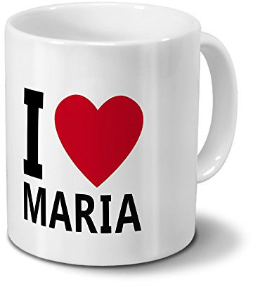 printplanet Tasse mit Namen Maria - Motiv I Love Maria - Namenstasse, Kaffeebecher, Mug, Becher, Kaffeetasse - Farbe Weiß