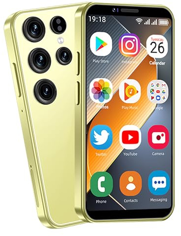 viqee Mini Handy Android 3+64GB | 3,0 Zoll HD Smartphone Dual-SIM, 3000 mAh Akku | Mit pädagogischen Apps (Gold)