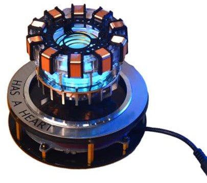 Mious Arc Reactor Light Levitating Display, 1:1 Scale MK1 Arc Reactor Floating Rotating LED Tech Desk Ornament (Gen1)
