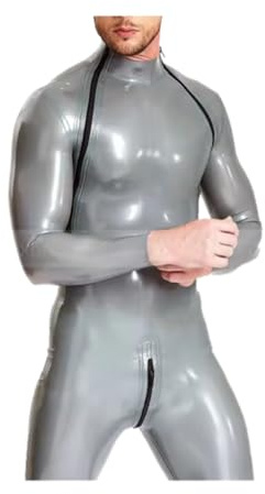 GAYLOP Latex Pants Latex Gummi Männer Catsuit Schulter Und Schritt Reißverschluss Hals Eintrag Overall Handmade