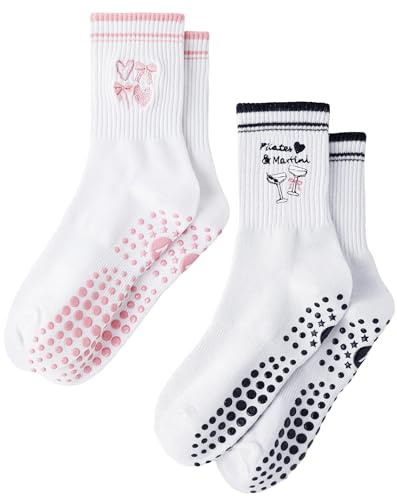 Yawlsow Pilates Stoppersocken für Damen Rutschfeste Yoga Grip Socken | mit Noppen niedlich und bequem für Reformer Ballett Barre Tanz Trampolin Krankenhaus Fitness Zuhause Atmungsaktiv