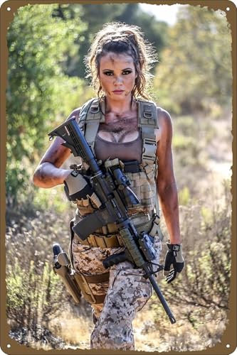 Sexy Poster Pin Up Girl Blechschilder Armee Hot Big Boobs Woman Military Poster Wandkunst Dekor Plakette für Zuhause, Bar, Wohnzimmer, Badezimmer, Männerhöhle, Garage, Küche, Dekorationen, 30,5 x 20,3