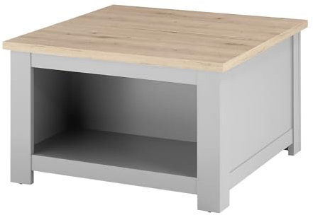 Furn.Design Couchtisch in grau und Artisan Eiche, Landhaus Beistelltisch mit Truhe und Ablage 83 x 83 cm quadratisch, Rideau