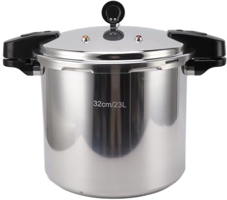 Fyearfly Olla a presión de 32 cm de gran capacidad de aleación de aluminio con manómetro para estufas de gas y de parte superior plana, cocción rápida, eficiencia energética