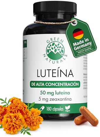 Green Naturals Luteina 50 mg & Zeaxantina 5 mg – 180 capsule | Estratto di tagete (Tagetes erecta) · Vegan · Senza additivi · Scorta 6 mesi