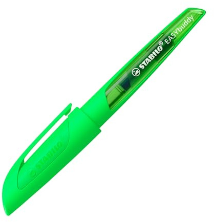 STABILO - Schulfüller mit Standard-Feder M - EASYbuddy NEON | neongrün, löschbar blau, inkl. Patrone
