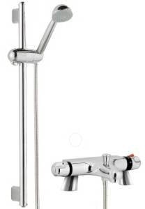 Thermostatic Bath Shower Mixer With Modern Bathroom Slider Riser Rail Kit Modern styling with chrome finish
