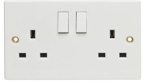 Double Switch Socket, 13 Amp White
