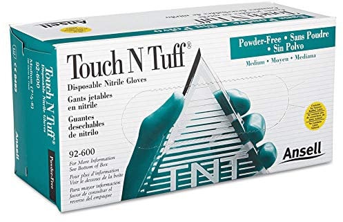 Ansell TNT Touch n Tuff Green Nitrile Chemical Disposable Gloves - Boxed x100 - EB0107 - Medium - 100