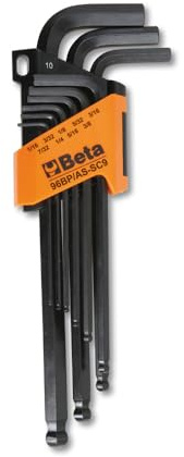 Beta 96BP Set of 9 Ball End Hex Key Allen Wrenches, SAE 1/16-3/8