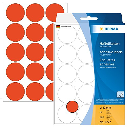 Haftetiketten 32mm rotrund