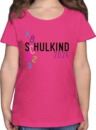 T-Shirt Mädchen - Einschulung - Schulkind 2026 ABC rosa - 140 (9/11 Jahre) - Fuchsia - erste klasse Tshirt Schulanfang Shirt schulanfänger Schule ich komme t-Shirts 1. einschulungsshìrts
