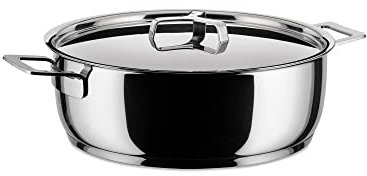 Alessi Pots&Pans Low Casserole, Stainless Steel, 28 cm (AJM102/28), Silver