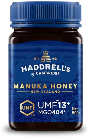 Haddrell's of Cambridge Manuka Honig 400+ MGO UMF 13+ 500 g | roh und mit hohem MGO-Gehalt, zertifizierte Premium-Qualität aus Neuseeland, für Frühstück, Tee und Vorrat
