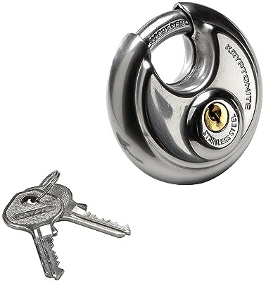 Kryptonite Keyed Padlock, Stainless Steel Heavy Duty Lock with Keys, High Security Waterproof Keyed Lock for Outdoor Use, Gym Locker, Sheds, Fence, Toolbox, Storage Unit