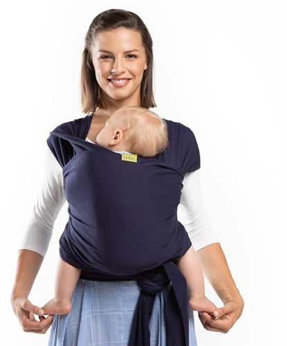 Boba Baby Tragetuch Neugeborene - Elastisches Babytragetuch und Stilltuch für Unterwegs - Einfach zu binden - Babytrage Neugeborene ab Geburt bis 16kg (Navy Blue)