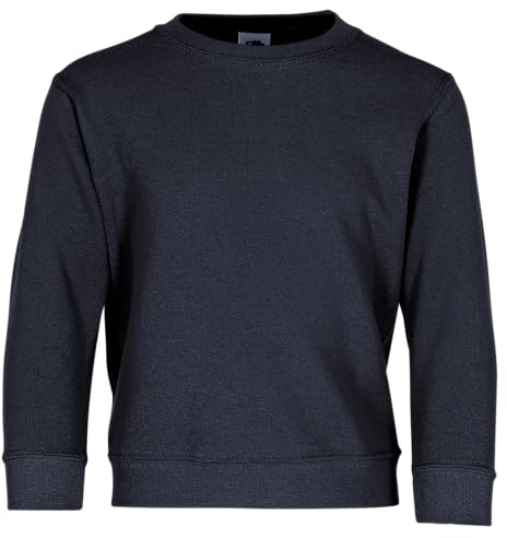 Fruit of the Loom Unisex Kids Set-In Classic Set-In Long Sleeve Sweater, Blue (Deep Navy), 3/4 years