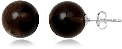 EYS JEWELRY Ohrstecker Damen Perlen 925 Sterling Silber Rauchquarz braun Damen-Ohrringe