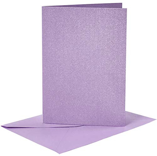 Cards and Envelopes, card size 10,5x15 cm, envelope size 11,5x16,5 cm, purple, mother of pearl, 4sets