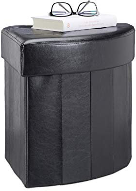 Relaxdays Hocker eckig, faltbarer Polsterhocker mit Aufbewahrung, moderner Sitzhocker HBT: 38 x 38 x 38 cm, schwarz