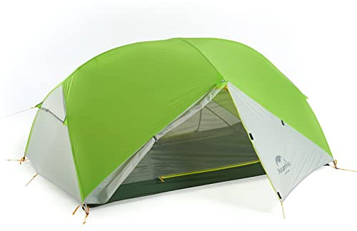 Naturehike Mongar 2 Mann Zelt Campingzelt Ultraleicht Zelt 2 Personen Camping Zelt Rucksackzelte 3 Jahreszeiten Zelt für Camping Trekking Radfahren Bergsteigen (20D Grün+Grau)