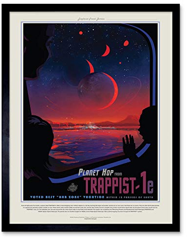 Wee Blue Coo Nasa Space Travel Advert Trappist 1E Planet Hop Art Print Framed Poster Wall Decor Kunstdruck Poster Wand-Dekor-12X16 Zoll