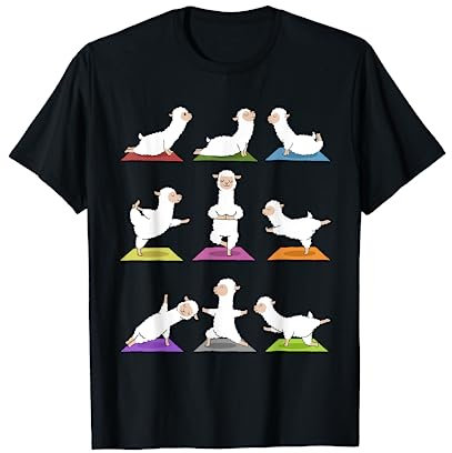 Alpaka Yoga T-Shirt Lustige Lamas in Yoga Posen Shirt T-Shirt