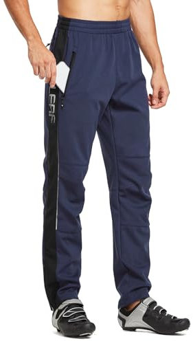baleaf Herren Fahrradhose Thermo Fleece Radhose Wasserdicht Winddicht Softshellhose Warm Wanderhose Lang Radlerhose für Winter Outdoor Radfahren MTB Navy Blau XL
