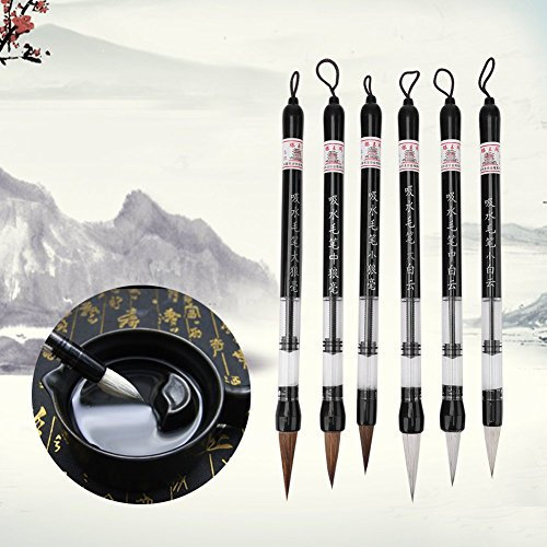 Hztyyier Pinceau à Dessin Sumi Japonais pour Etudiants Débutants6Pcs Pinceaux de Calligraphie Chinoise Office Supplies, Caligraphie ChinoisePinceau Aquarelle Kanji Office Supplies