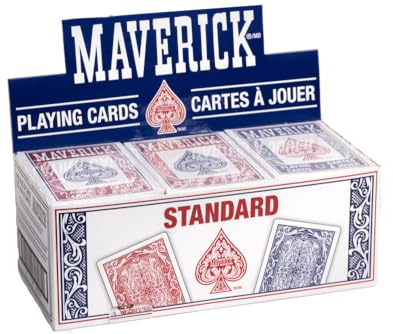 Maverick Playing Cards 12 Pack, Standard Index, Red and Blue Decks, Bulk Playing Cards for Poker, Card Games, and Family Game Night