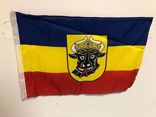 Mecklenburg Flagge 30×45 cm – Historisches Ochsenkopf-Wappen – Wetterfestes Polyester – Mit Hohlsaum für Fahnenstock – Dekofahne & Sammlerflagge