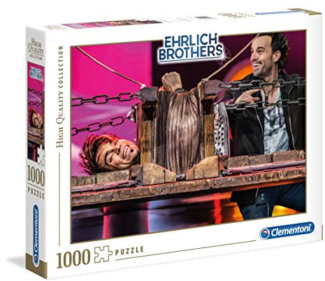 Clementoni 59177 Ehrlich Brothers Puzzle 1.000 Teile, farbenfrohes Erwachsenenpuzzle, für kleine & große Magie-Fans, mit Streckbank-Motiv, Geschicklichkeitsspiel ab 10 Jahren