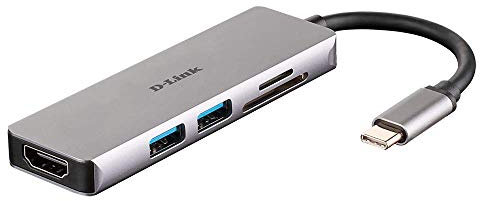 D-Link Hub USB C 5 en 1 con Lector de Tarjetas HDMI, SD y microSD, 2 Puertos USB 3.0, 1 Lector de Tarjetas Dual SD microSD, 1 Puerto HDMI 4K, Mac Windows Linux (DUB-M530-US)