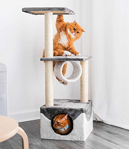 FiNeWaY 102cm Large Cat Tree Scratcher Scratching Kitten Climb Post Sisal Tunnel Box Toy Activity Centre
