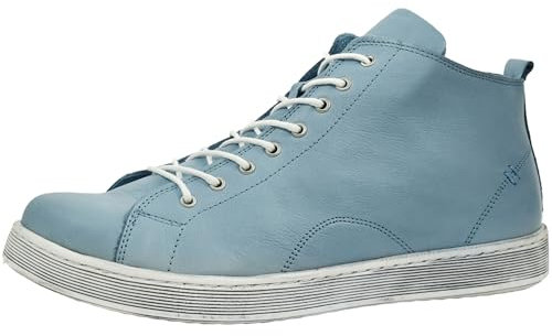Andrea Conti Damen Stiefelette Leder High Top Sneaker Reißverschluss 0348734, Größe:39 EU, Farbe:Blau