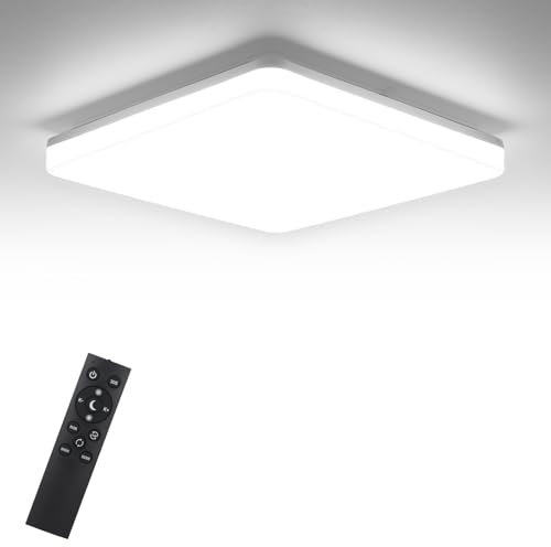 LEOEU Deckenlampe LED Deckenleuchte Dimmbar mit Fernbedienung, 18W IP54 Badezimmerlampe, 1800LM 3000-6500K Deckenbeleuchtung für Schlafzimmer Wohnzimmer Küche Keller Balkon, 22CM