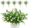TSHAOUN Lot de 5 Bouquets de Fleurs Artificielles Plantes de Verdure Résistantes aux UV pour Extérieur,Intérieur,Balcon,Jardin,Bureau,Mariage,Fête Décor (Blanc)